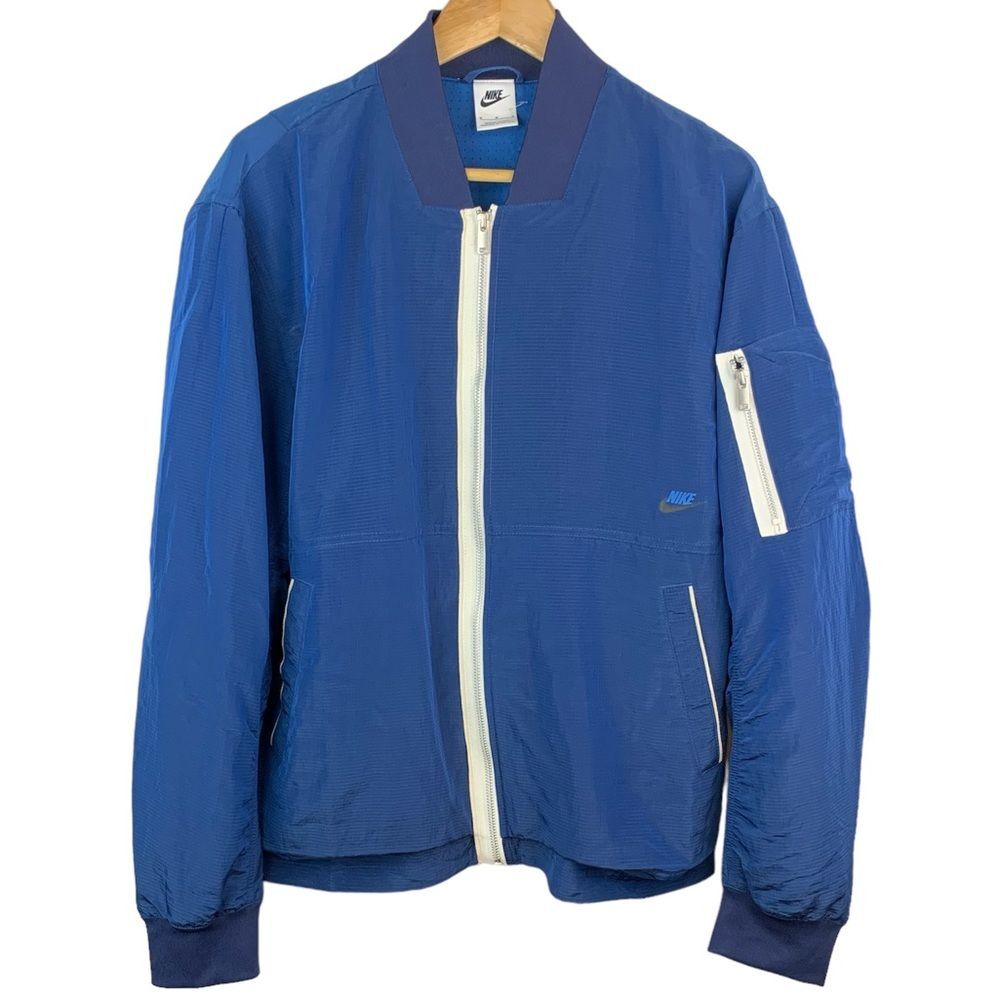 Nike Men's Sportwear blue full zip Lined Bomber Jacket Size medium